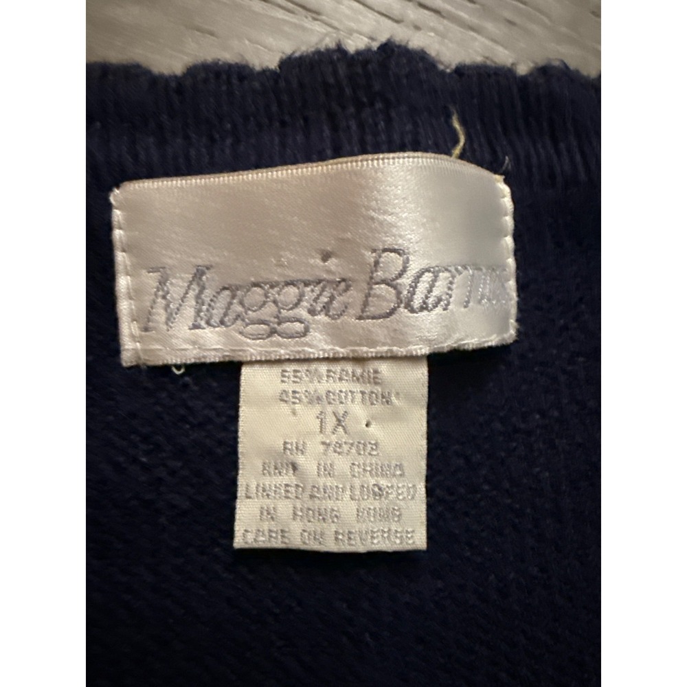 Vintage‎ Maggie Barnes Womens Embroidered Navy Sweater Vest Size 1X Wear 90s - Picture 4 of 4